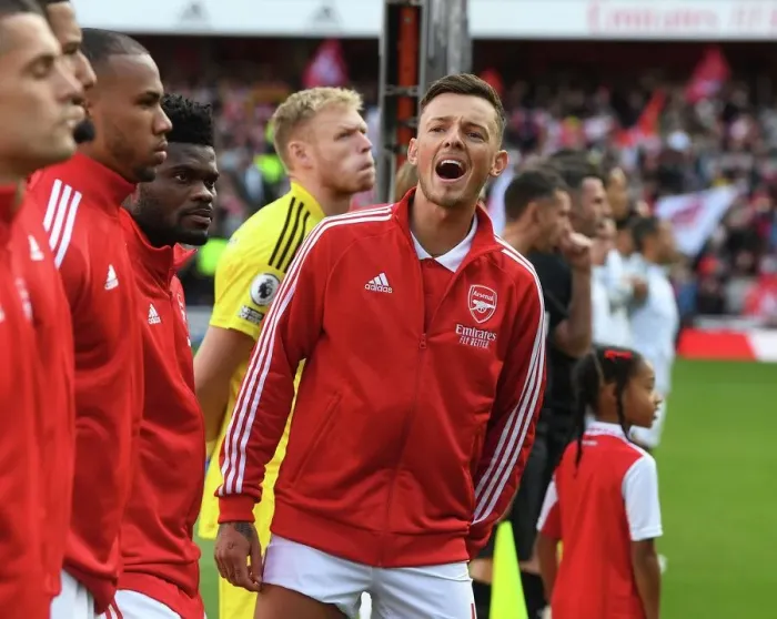 Framed Print : Arsenal's Ben White Gears Up for Arsenal v Liverpool Clash in the Premier League (2022-23)