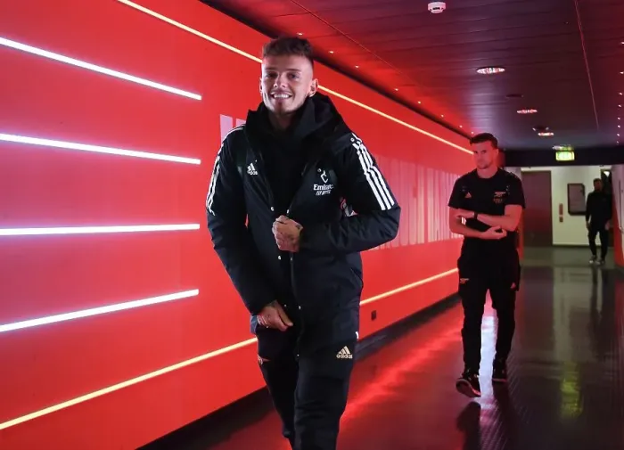 Framed Print : Arsenal's Ben White Gears Up for Arsenal v Newcastle United Clash in Premier League (2022-23)