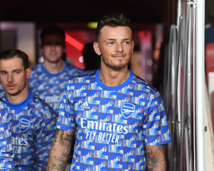 Framed Print : Arsenal's Ben White Gears Up for Arsenal vs. Liverpool Clash in Premier League