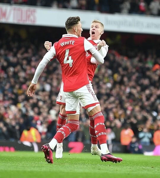 Arsenal's Ben White and Oleksandr Zinchenko: Celebrating a Winning Duo in Arsenal's Victory Against AFC Bournemouth, 2022-23