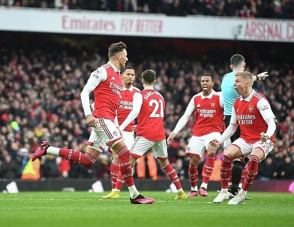 Arsenal's Ben White and Oleksandr Zinchenko Celebrate Goals Against AFC Bournemouth in Premier League Match, 2022-23