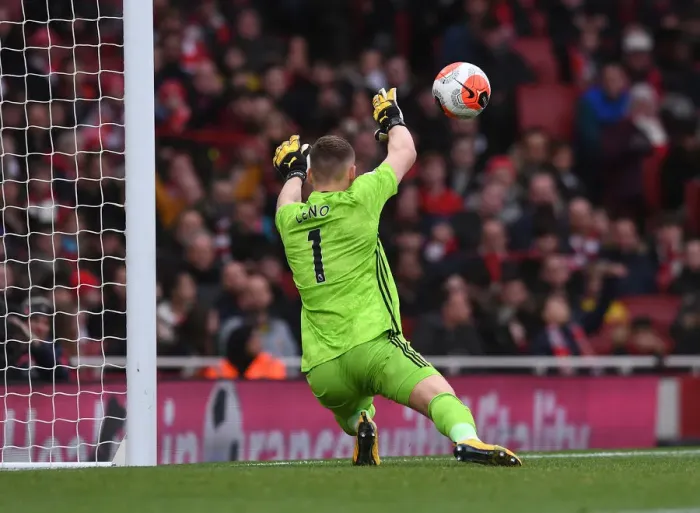 Framed Print : Arsenal's Bernd Leno in Action: Arsenal vs. West Ham United, Premier League 2019-2020