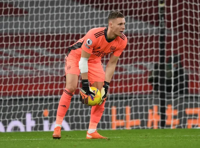 Framed Print : Arsenal's Bernd Leno in Action: Arsenal vs. Southampton (Premier League 2020-21, Emirates Stadium)