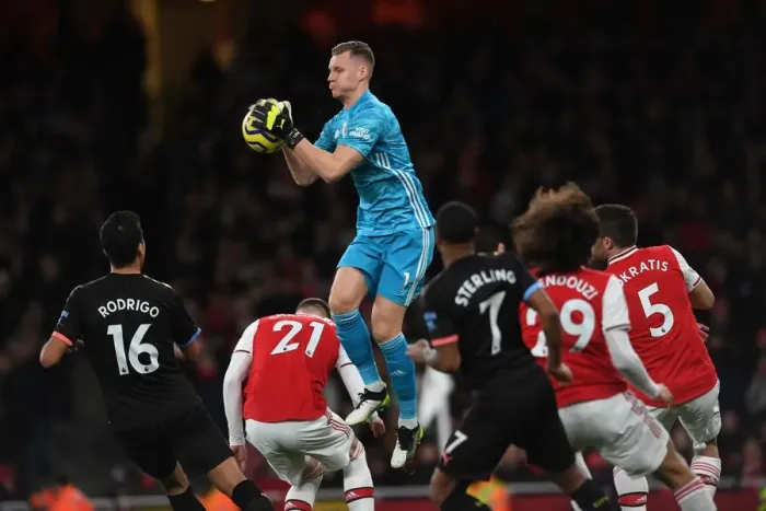 Framed Print : Arsenal's Bernd Leno in Action: Arsenal vs Manchester City (Premier League 2019-20)