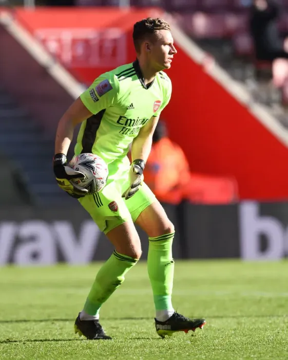 Framed Print : Arsenal's Bernd Leno in Action: FA Cup 2021 Match Against Southampton (Behind Closed Doors)