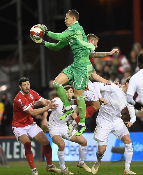 Arsenal's Bernd Leno in Action: FA Cup Third Round - Nottingham Forest vs Arsenal (2021-22)