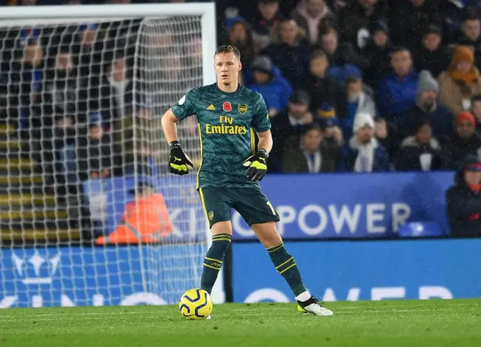 Framed Print : Arsenal's Bernd Leno in Action at Leicester City Premier League Clash (2019-20)