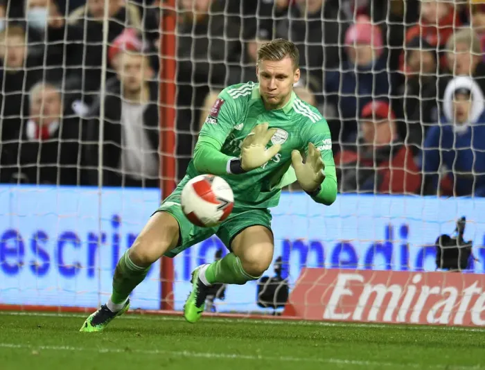 Framed Print : Arsenal's Bernd Leno in Action: Nottingham Forest vs. Arsenal - Emirates FA Cup Third Round