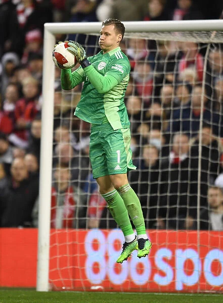 Arsenal's Bernd Leno in Action: Nottingham Forest vs Arsenal - Emirates FA Cup Third Round, 2021-22