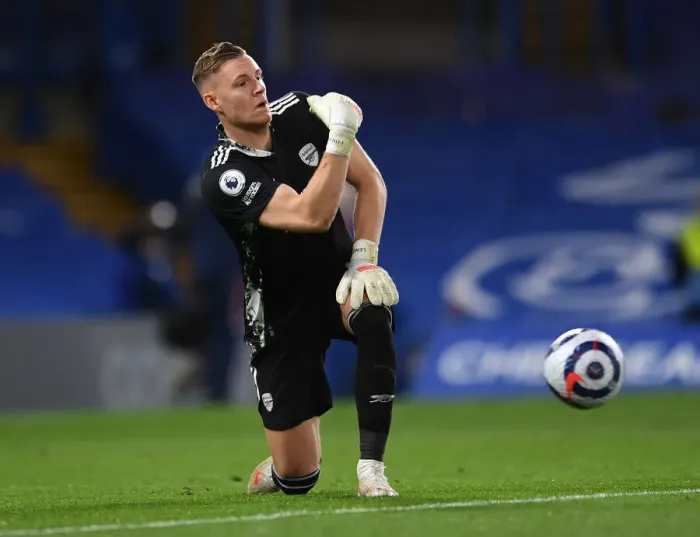 Framed Print : Arsenal's Bernd Leno in Action at Empty Stamford Bridge: Chelsea vs Arsenal, Premier League 2020-21