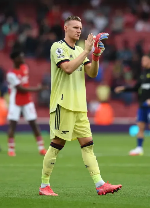 Framed Print : Arsenal's Bernd Leno Celebrates with Fans after Arsenal vs. Chelsea Match, 2021-22 Premier League