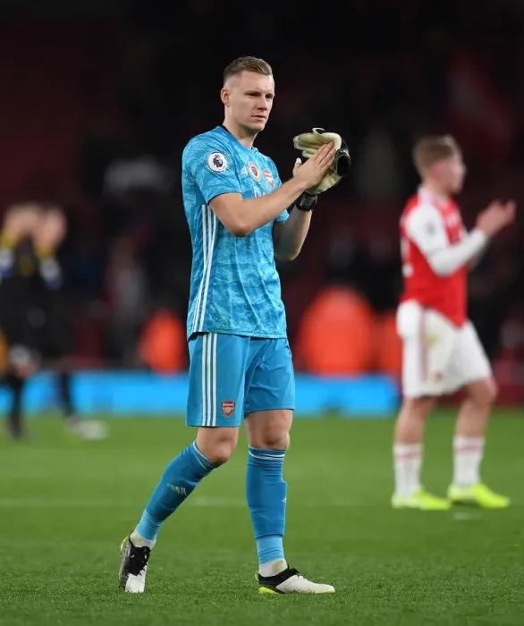 Framed Print : Arsenal's Bernd Leno Celebrates with Fans after Arsenal vs Manchester City, Premier League 2019-20