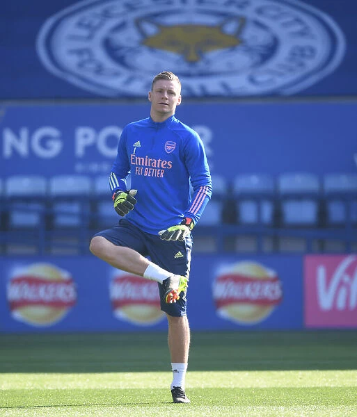 Arsenal's Bernd Leno at Empty Leicester City Stadium: Premier League Clash Amidst COVID-19 Restrictions (Leicester City vs Arsenal, 2021)