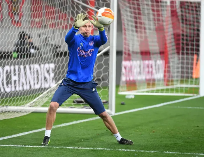 Framed Print : Arsenal's Bernd Leno Prepares for Olympiacos Clash in Empty Europa League Stadium Framed Print : Arsenal's Bernd Leno Prepares for Olympiacos Clash in Empty Europa League Stadium