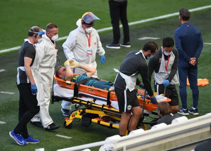 Framed Print : Arsenal's Bernd Leno Suffers Injury in Premier League Match Against Brighton & Hove Albion (2020)