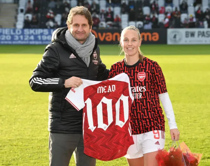 Framed Print : Arsenal's Beth Mead Celebrates 100th Appearance Against Birmingham City Women Framed Print : Arsenal's Beth Mead Celebrates 100th Appearance Against Birmingham City Women