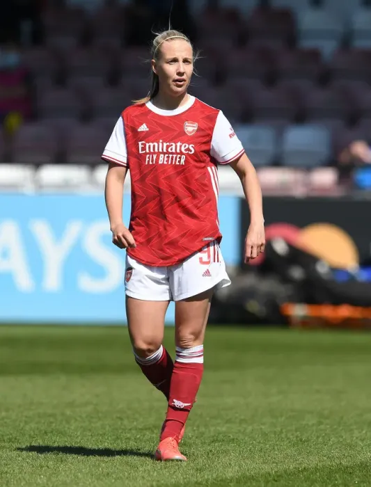 Framed Print : Arsenal's Beth Mead Scores in Empty Meadow Park: FA WSL 2021 - Arsenal Women vs. Brighton & Hove Albion