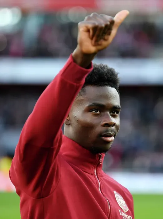 Framed Print : Arsenal's Bukayo Saka Acknowledges Fans Before Arsenal vs Burnley, Premier League 2023-24
