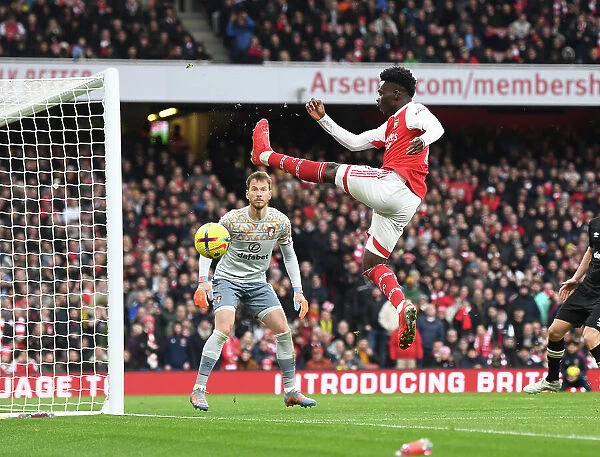 Arsenal's Bukayo Saka in Action against AFC Bournemouth, Premier League 2022-23