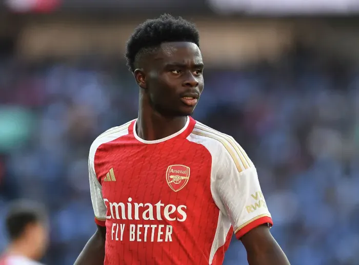 Framed Print : Arsenal's Bukayo Saka in Action: Arsenal vs Manchester City - Community Shield 2023-24