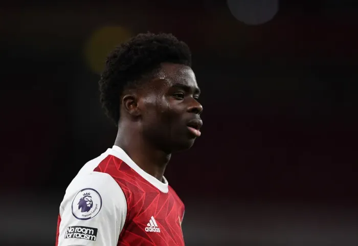 Framed Print : Arsenal's Bukayo Saka in Action against Chelsea in the 2020-21 Premier League