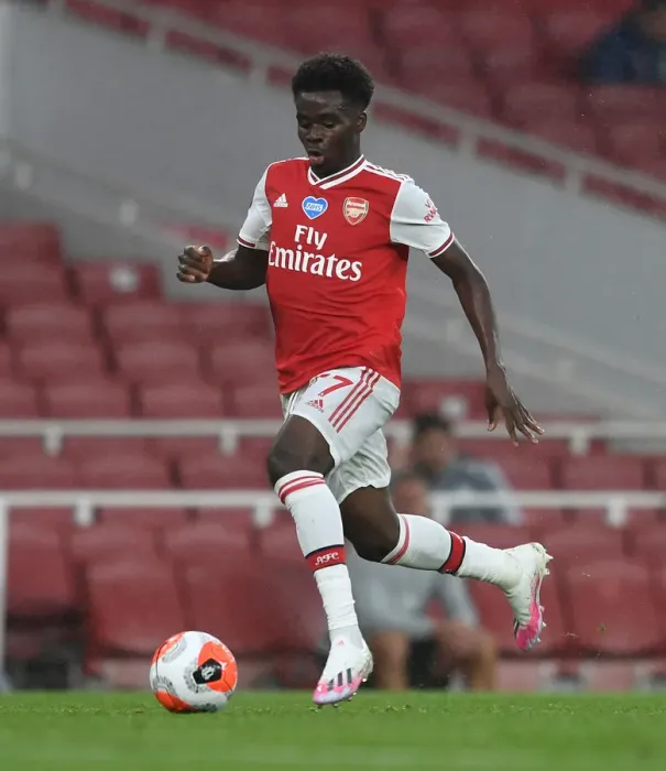 Framed Print : Arsenal's Bukayo Saka in Action against Leicester City - Premier League 2019-2020