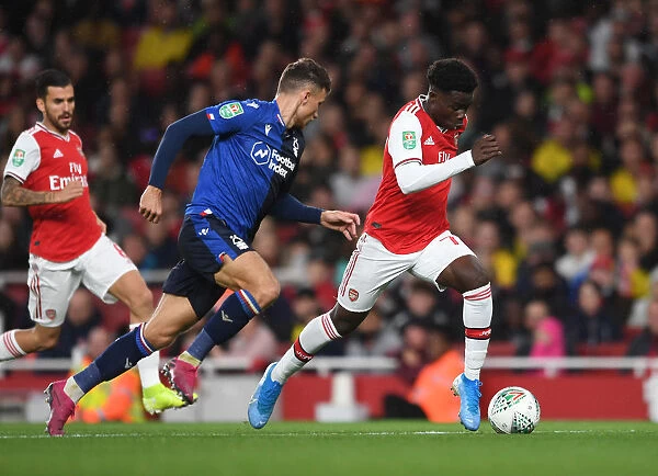Arsenal's Bukayo Saka in Action against Nottingham Forest in Carabao Cup Third Round