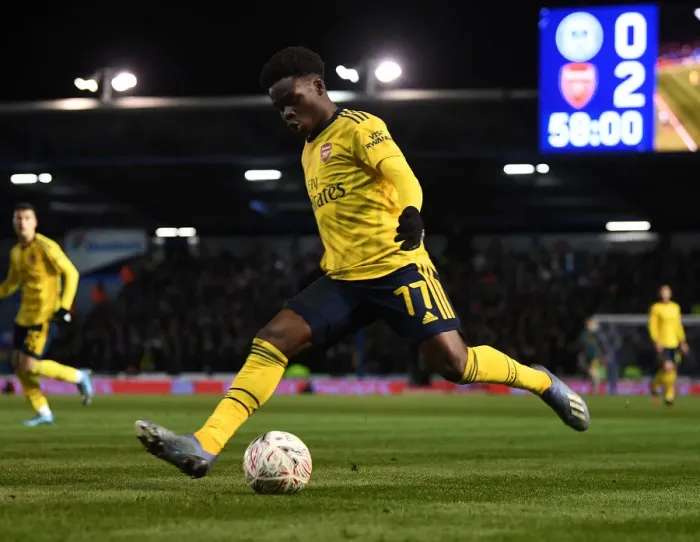 Framed Print : Arsenal's Bukayo Saka in Action: Portsmouth FA Cup Showdown Framed Print : Arsenal's Bukayo Saka in Action: Portsmouth FA Cup Showdown