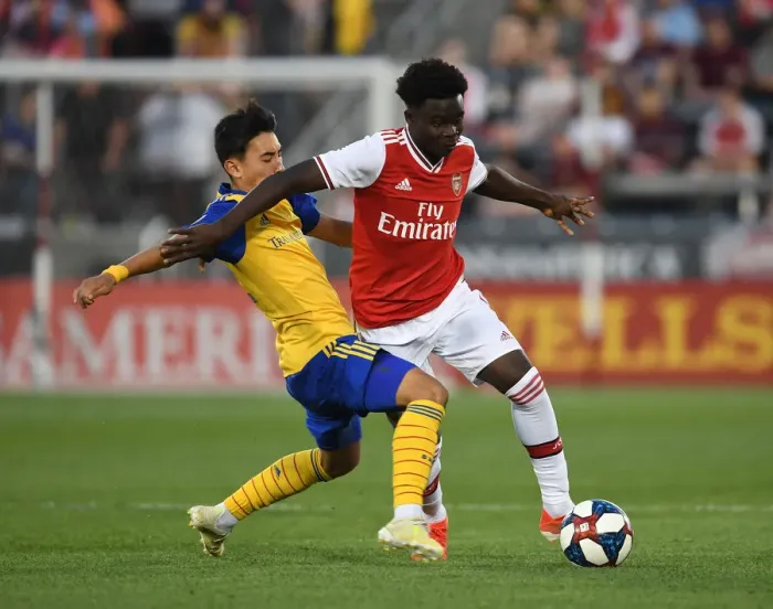 Framed Print : Arsenal's Bukayo Saka in Action: Pre-Season Friendly vs Colorado Rapids (2019-20) Framed Print : Arsenal's Bukayo Saka in Action: Pre-Season Friendly vs Colorado Rapids (2019-20)