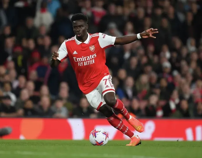 Framed Print : Arsenal's Bukayo Saka in Action: Thrilling Showdown between Arsenal and Chelsea, Premier League 2023, London