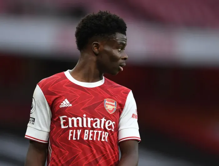Framed Print : Arsenal's Bukayo Saka in Action Against Tottenhotspur in Empty Emirates Stadium - Premier League 2020-21