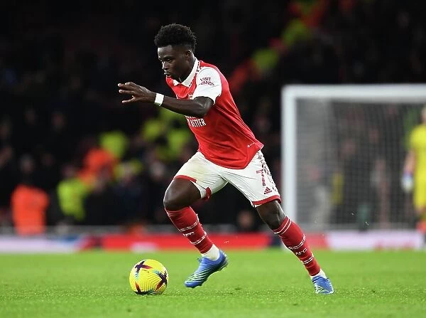 Arsenal's Bukayo Saka in Action against West Ham United - Premier League 2022-23