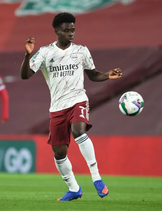 Framed Print : Arsenal's Bukayo Saka at Empty Anfield: Carabao Cup Showdown Against Liverpool, 2020 Framed Print : Arsenal's Bukayo Saka at Empty Anfield: Carabao Cup Showdown Against Liverpool, 2020