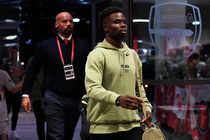 Framed Print : Arsenal's Bukayo Saka Arrives at Emirates Stadium Ahead of Arsenal v Sheffield United (2023-24)