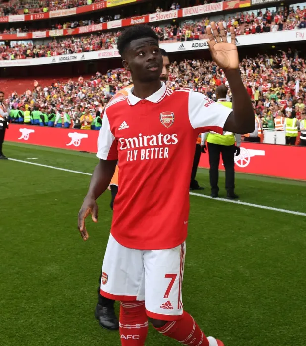 Framed Print : Arsenal's Bukayo Saka Celebrates Victory Over Everton in 2021-22 Premier League Framed Print : Arsenal's Bukayo Saka Celebrates Victory Over Everton in 2021-22 Premier League