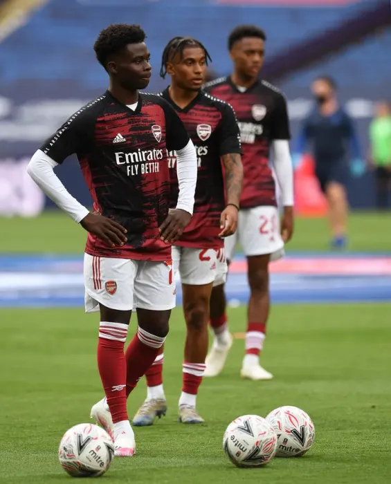 Framed Print : Arsenal's Bukayo Saka at Empty FA Cup Final: Arsenal vs. Chelsea (2020)