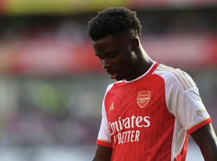 Framed Print : Arsenal's Bukayo Saka Faces Manchester United in the 2023-24 Premier League Showdown