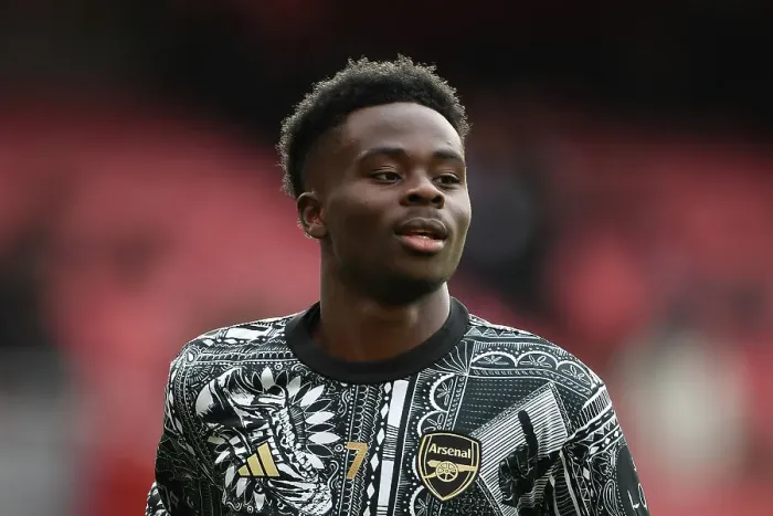 Framed Print : Arsenal's Bukayo Saka Readies for Battle: Arsenal vs Crystal Palace, Premier League 2023-24