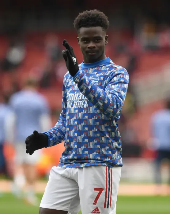 Framed Print : Arsenal's Bukayo Saka Ready for Action against Leicester City (Premier League, Arsenal v Leicester City 2021-22)