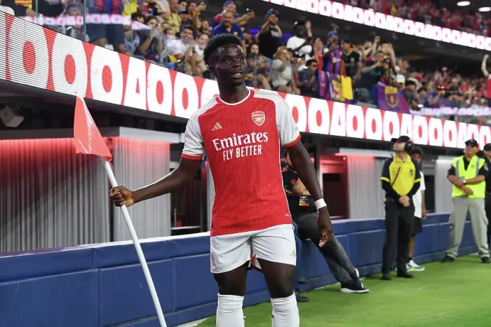 Framed Print : Arsenal's Bukayo Saka Scores First Goal in Arsenal v FC Barcelona Pre-Season Clash at SoFi Stadium (2023) Framed Print : Arsenal's Bukayo Saka Scores First Goal in Arsenal v FC Barcelona Pre-Season Clash at SoFi Stadium (2023)