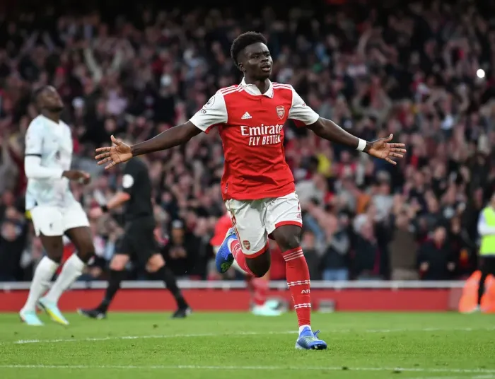Framed Print : Arsenal's Bukayo Saka Scores Third Goal: Arsenal FC 3- Liverpool FC, Premier League 2022-23 Framed Print : Arsenal's Bukayo Saka Scores Third Goal: Arsenal FC 3- Liverpool FC, Premier League 2022-23