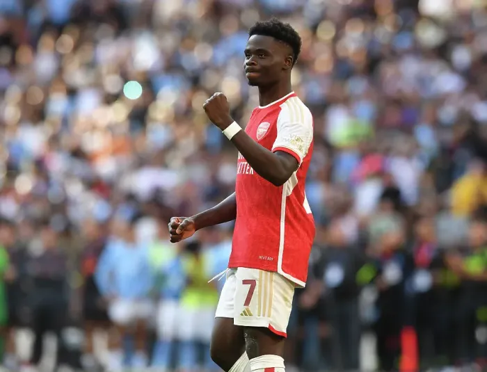 Framed Print : Arsenal's Bukayo Saka Scores the Winning Penalty in Community Shield Thriller: Arsenal 1-1 Manchester City