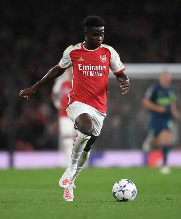 Framed Print : Arsenal's Bukayo Saka Shines in Champions League Clash Against PSV Eindhoven Framed Print : Arsenal's Bukayo Saka Shines in Champions League Clash Against PSV Eindhoven