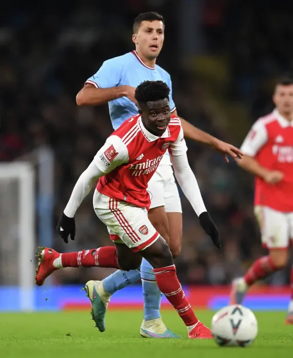 Framed Print : Arsenal's Bukayo Saka Steals the Show in FA Cup Battle against Manchester City Framed Print : Arsenal's Bukayo Saka Steals the Show in FA Cup Battle against Manchester City