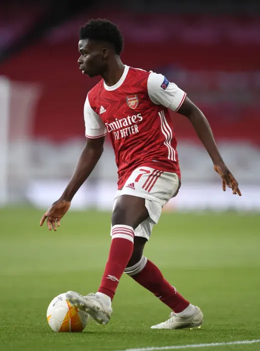 Framed Print : Arsenal's Bukayo Saka in UEFA Europa League Semi-Final: Arsenal vs Villarreal CF (Behind Closed Doors)