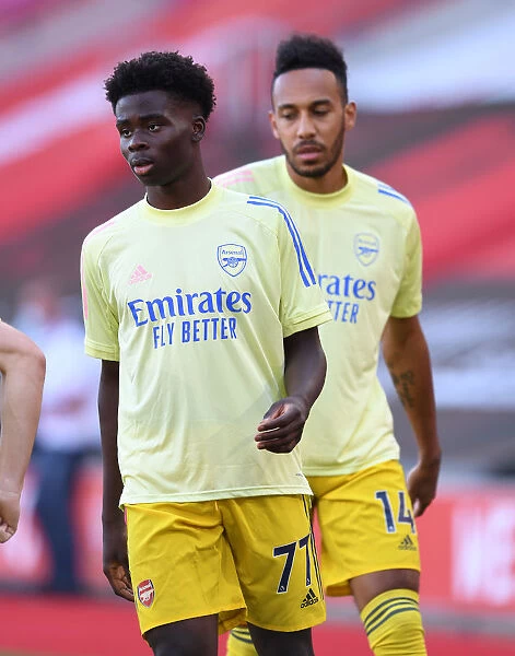 Arsenal's Bukayo Saka Warming Up Ahead of Southampton Clash (Southampton v Arsenal 2019-20)