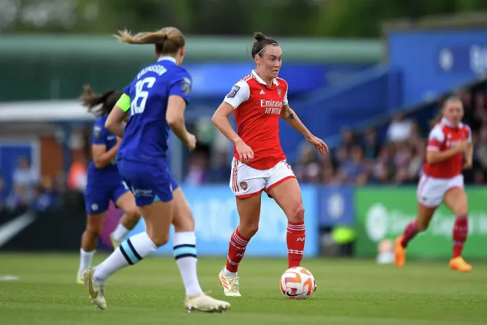 Framed Print : Arsenal's Caitlin Foord Fights for Possession against Chelsea in FA Women's Super League Match Framed Print : Arsenal's Caitlin Foord Fights for Possession against Chelsea in FA Women's Super League Match