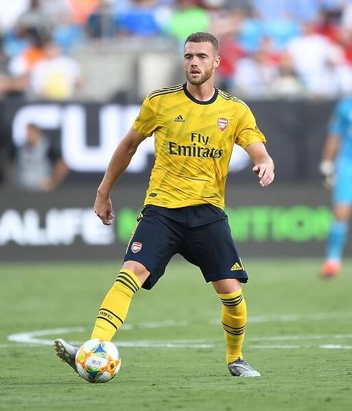 Arsenal's Calum Chambers in Action Against ACF Fiorentina at 2019 International Champions Cup, Charlotte