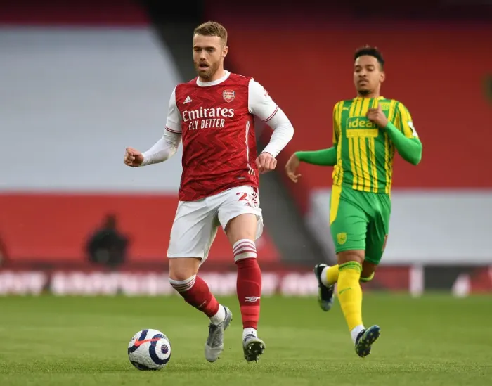 Framed Print : Arsenal's Calum Chambers in Action: Arsenal vs. West Bromwich Albion (2020-21) at Emirates Stadium