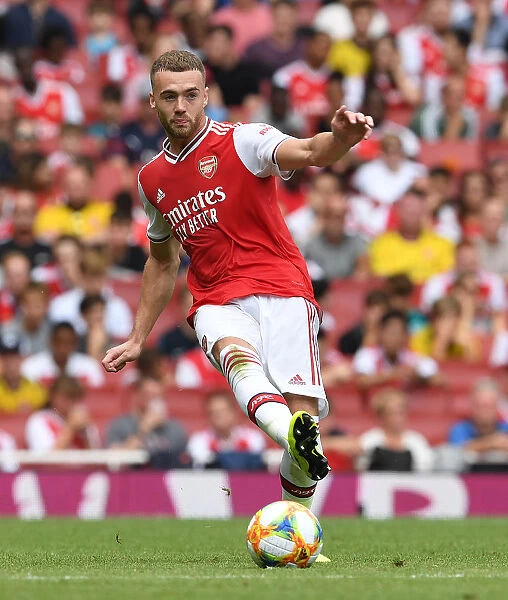 Arsenal's Calum Chambers in Action Against Olympique Lyonnais at Emirates Cup, 2019